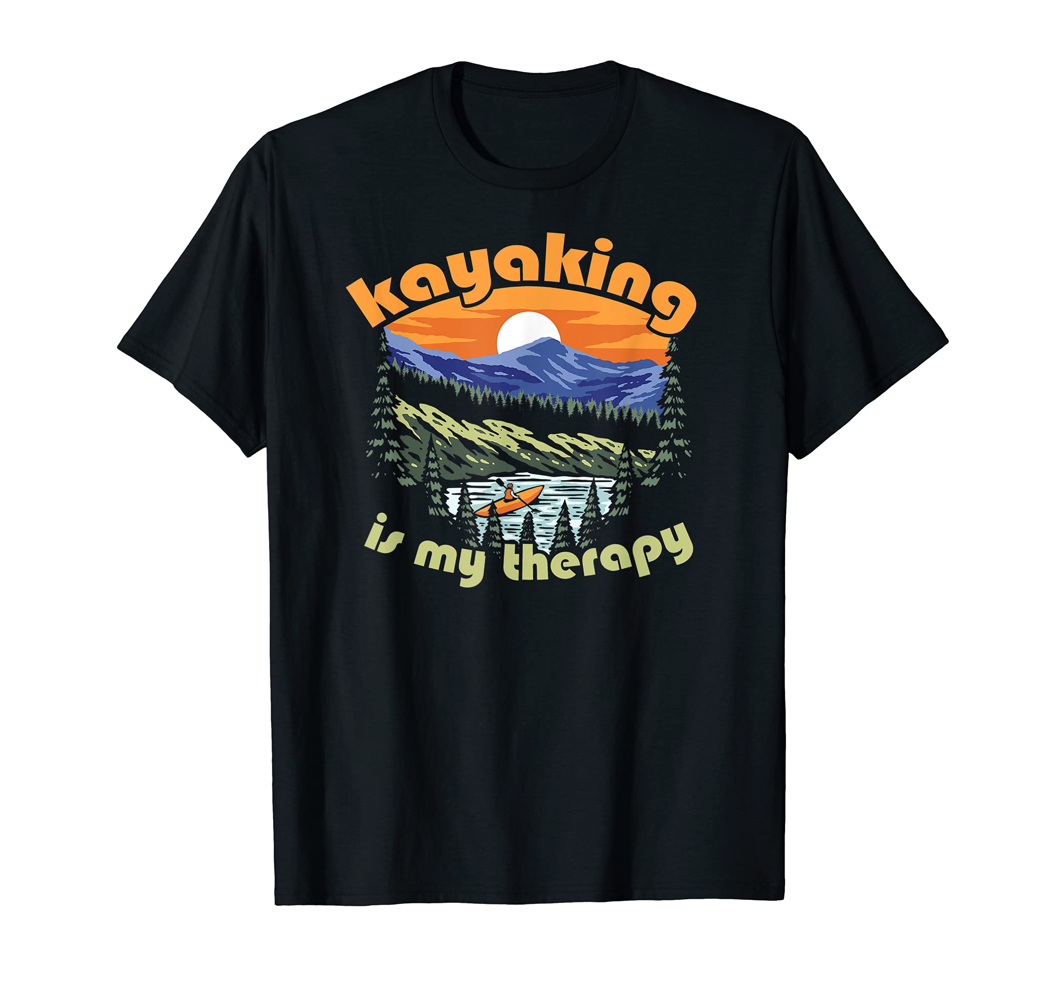 Kayaking Is My Therapy Retro Kayak Mountain Paddling T-Shirt