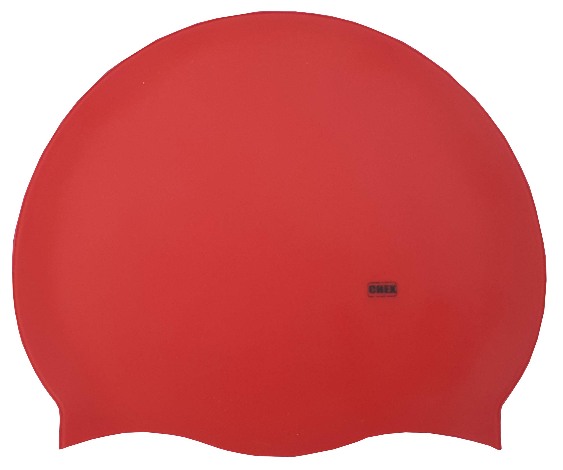 CHEX Branded Stretchy Silicone Unisex Women Men One Piece Swimming Hat Swim Cap Plain Fluo Dark Pastel Colours One Size Adults 8+ Years Easy Pull On Swim Hat (Red)