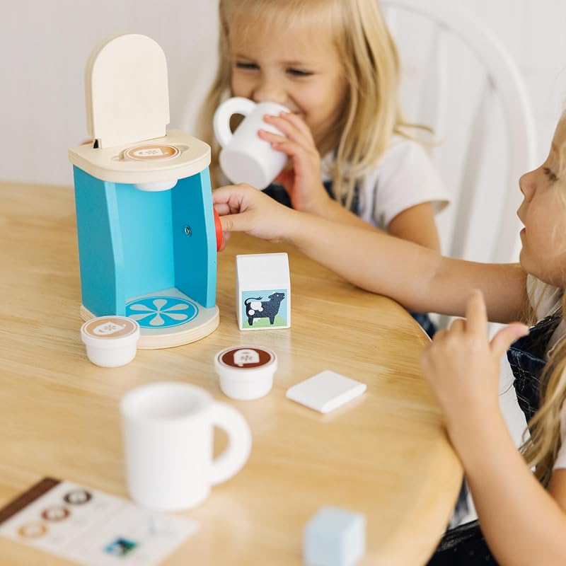 Jogo de Madeira para Preparar e Servir Café, Brinquedos de Imitação, Brinquedos de Madeira para Crianças, 3+, Presente para Rapaz ou Menina