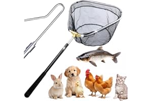 Retractable Poultry Catcher Net - Heavy-Duty Stainless Steel Extendable 16" to 58.5" Chicken Net with Secure Leg Hook for Saf