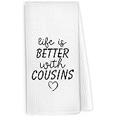 Pugwak Cousins Gifts Kitchen Dish Towels 16x24 Inch, Birthday Gifts for Cousins Female Besties, Sisters Gifts Friendship Gifts Decorative Hand Towels Tea Towels for Bathroom Kitchen