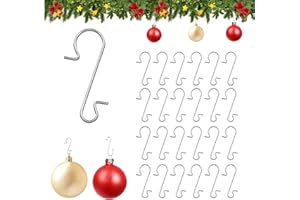 Naler 120PCS Ornament Hooks, Christmas Ornament Hangers Stainless Steel S-Shaped Hangers for Xmas Decoration Christmas Tree Decoration New Year Party
