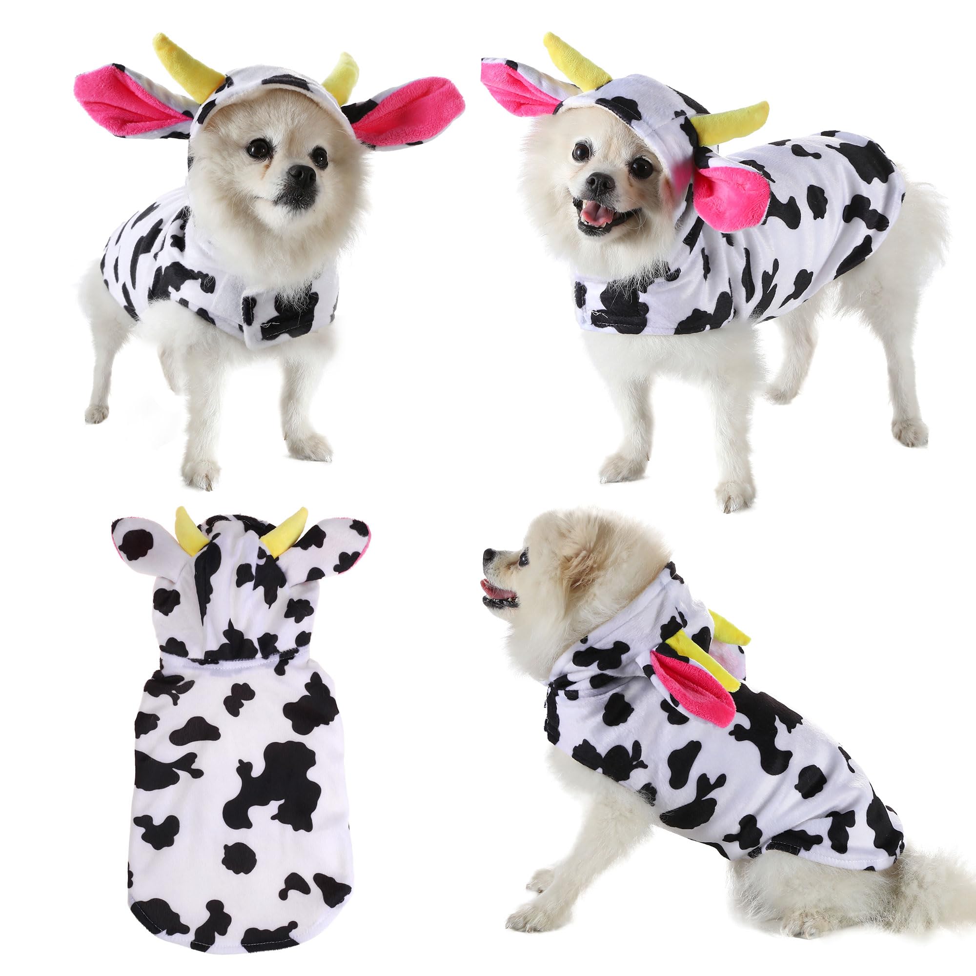 Yoption Dog Cat Milk Cow Costumes, Pet Halloween Christmas Cosplay Dress Hoodie Funny Outfits Clothes for Puppy Dogs Cats(XL)