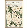 Zzuyi Flower Market Print Decor Green And White Fresh Art Print Canvas Print for Living Room, Bed Room, Office Home Decoration Gift- 16"x 24" Natural Framed
