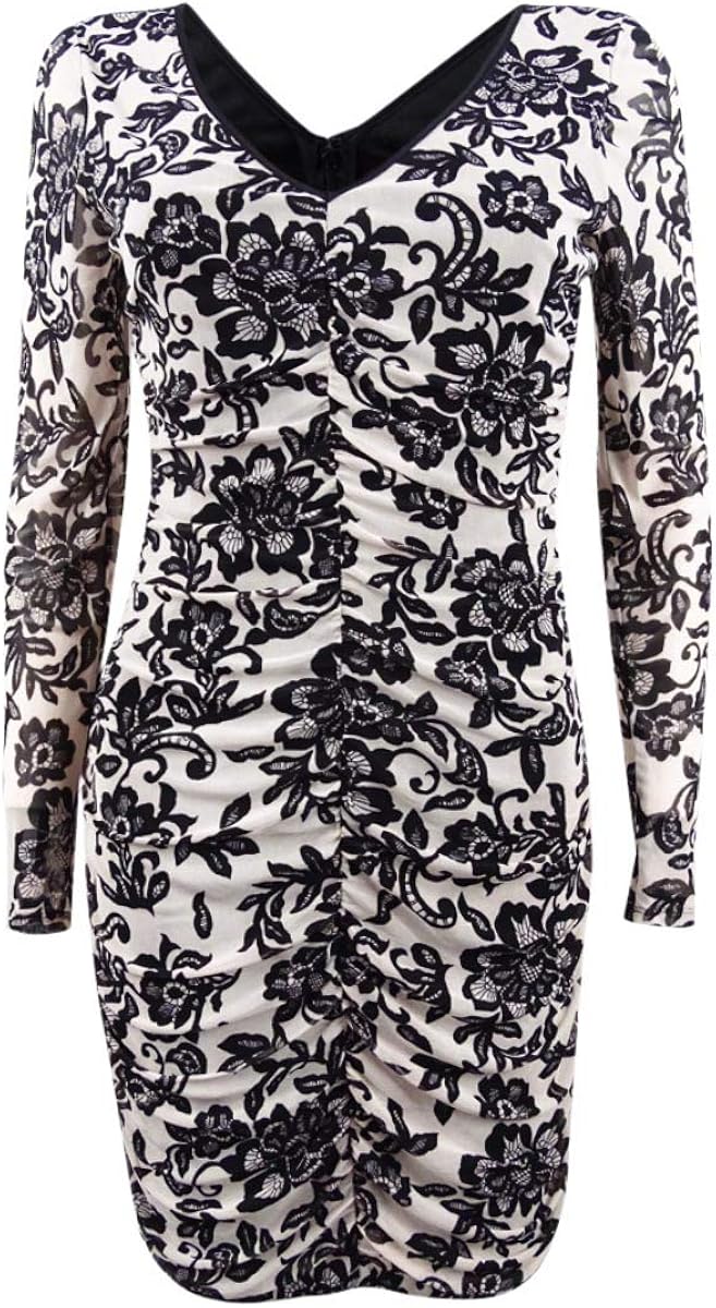 floral ruched bodycon dress