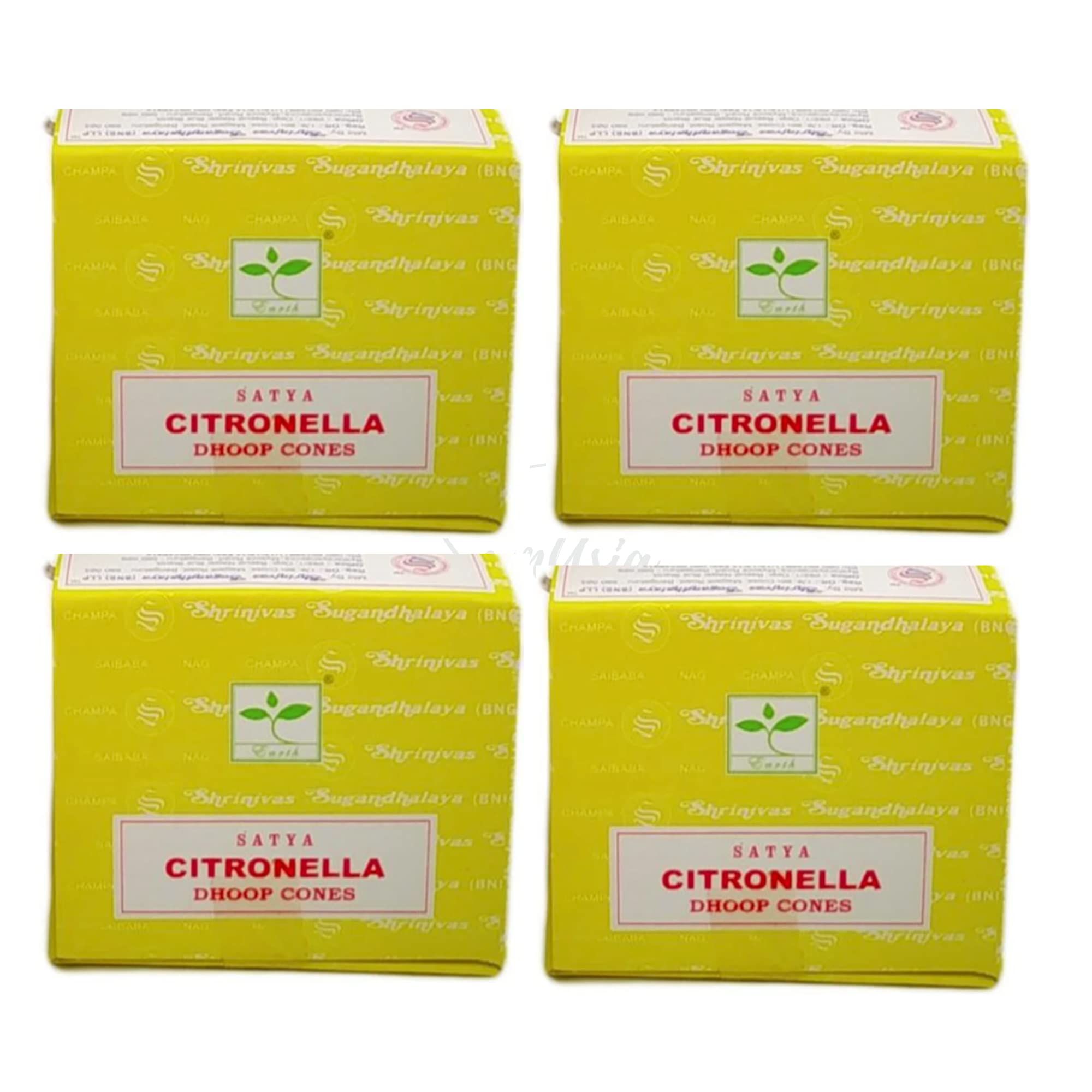 Satya Citronella Incense Cone x4 pack, used for Aromatherapy, Spa, Yoga, Weddings, Reiki, Meditation, Healing by SAMASIA