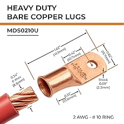 SELTERM 2pcs 2 AWG #10 Stud Copper Wire