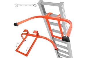 XINRINTONG Ladder stabilizer, Extended Ladder Standoff Stabilizer Accessory for Roof Gutter＆Wall, Ladder Roof Stabilizer Heavy Duty Steel with Non-Slip Rubber Bottom pad, Orange, 7.4lb