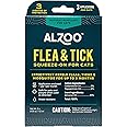 ALZOO Flea & Tick Squeeze-On for Cats, Helps Repel Fleas, Ticks & Mosquitos, Up to 3-Months Protection, 100% Plant-Based Active Ingredients, Water-Resistant, 3 EZ-On Applicators Per Pack