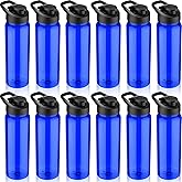 Mimorou 12 Pack Plastic Water Bottles 24 oz Blue Clear Water Bottles Bulk Reusable Sports Water Bottles with Spill Proof Lids for Gym Sports Home Office School