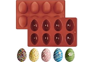 Morofme 2pcs Easter Egg Silicone Molds 8 Cavity Egg Chocolate Molds Easter Candy Mold Eggs Pan Baking Eggs Shape Jello Mold f