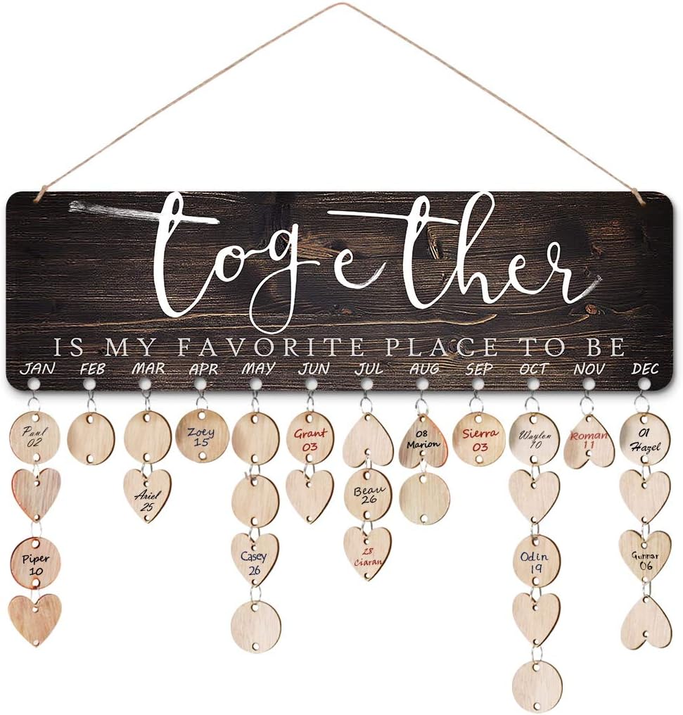 ElekFX】Grandma Gifts-Together is My favorate Place to be Wall Hanging Plaque Birthday Wall Calendar Board for Family&Friends Home Decor Board(Together M)