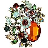 ZGGAZCA Gold Brooches for Women Vintage Floral Champagne Rhinestone Brooch and Pins Jewelry Link Pin Womens Accessory for Scarf Dress Hat Elegant for Women's Outfits