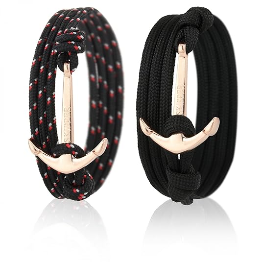 Skipper Partner-Armbänder 2er Set mit Goldenem Edelstahl Anker für Paare