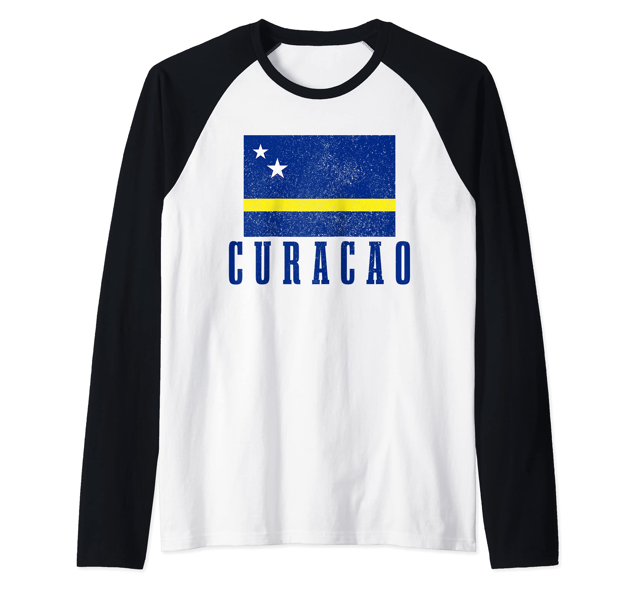 Curacao Flag Pride Caribbean Raglan Baseball Tee