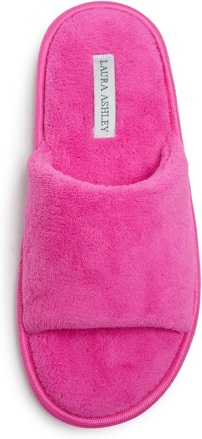 Laura Ashley Ladies Open Toe Plush Terry Slippers (See Colors and Sizes) Amazon.co.uk Shoes & Bags