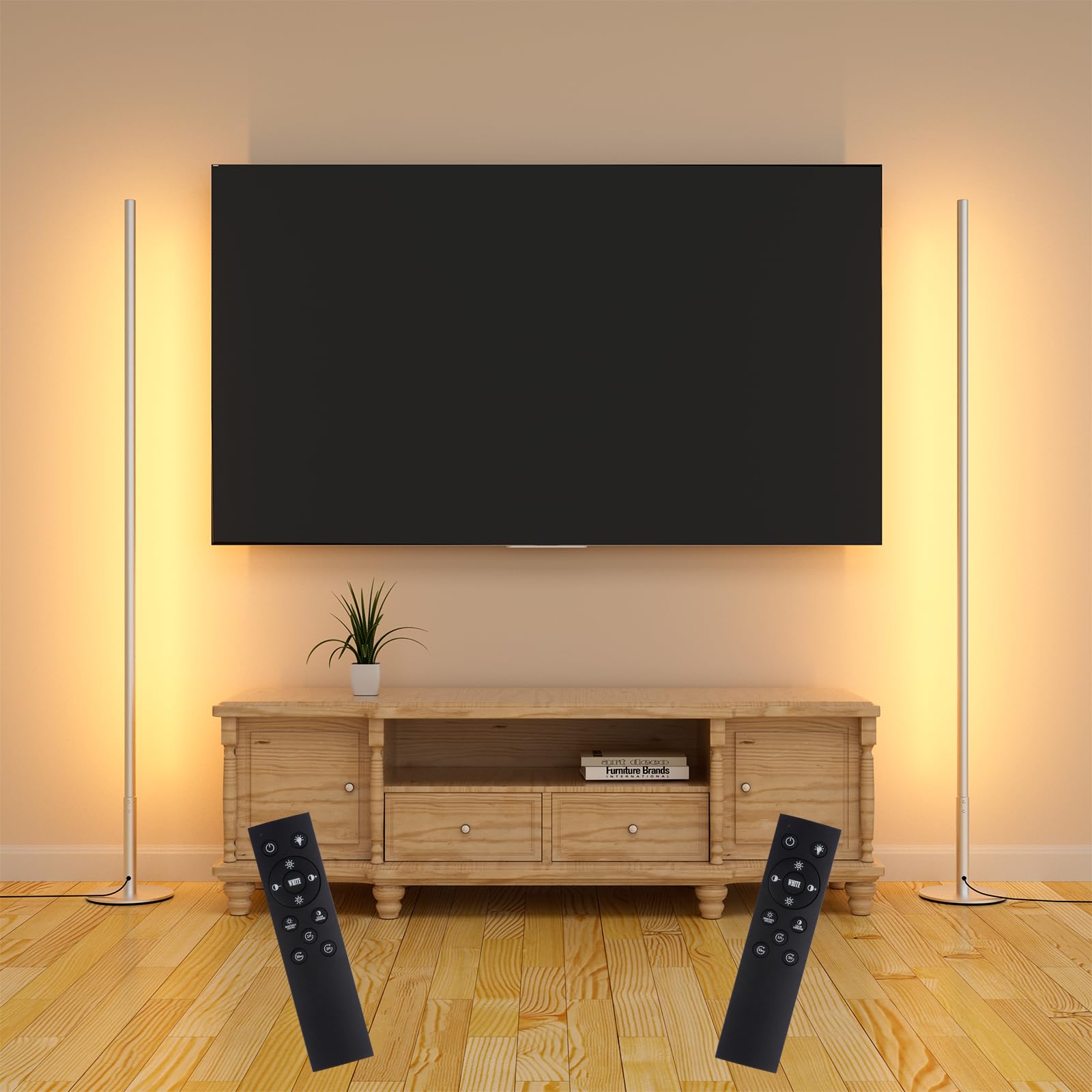 Photo 1 of **t's used, it's missing a part and it's not known if it works 100%.***Marlrin Minimalist Corner Floor Lamp 2-Pack, 2700K-6500K Dimmable with Remote Control, 57.8" Metal Slim Ambient Standing LED Light, Modern Design Decorative Lamp for Living Room Bedroo