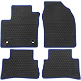 San Auto Car Floor Mats Custom Fit for Toyota C-HR 2018 2019 2020 2021 2022 2023 Black Navy Blue Rubber Car Floor Liners Set All Weather Protection Heavy Duty Odorless