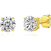 Lavishe 925 Sterling Silver 4 Prong Cubic Zirconia Stud Earrings for Women, Hypoallergenic, Sizes 2mm-6mm