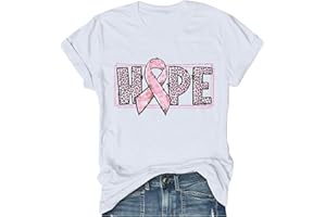 KVTURE Womens Tops Breast Cancer Awareness Shirts Pink Ribbon Tees Summer Short Sleeve Blouses Casual Crewneck T Shirts 2024