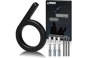 VONDERSO 6 Inch Floating House Numbers and Letters for Outside,Black Metal Modern Outdoor Address Sign for Yard Street and Mailbox, Zinc Alloy Solid Address Numbers and Letters,number 6