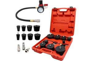 CHGJ 9pcs Turbo System Leakage Tester Kit,Turbocharger Turbo Boost Leak Tester with 4 Pairs of Stepped adapters 1-3/8"- 3-1/2