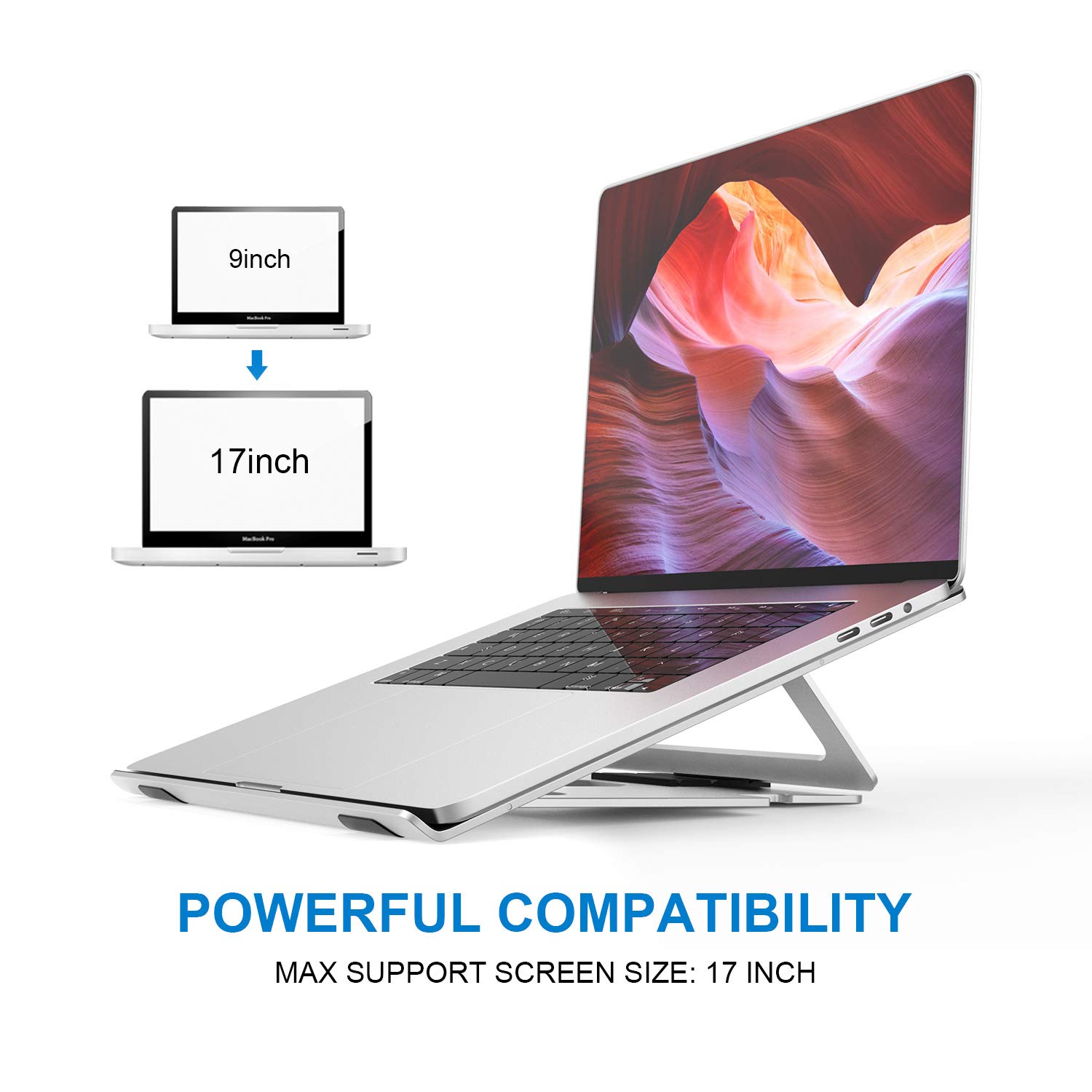 Djustable Laptop Stand - Foldable Notebook Stand Laptop Riser Desktop Holder for Desk Compatible with MacBook Air/Pro, Dell, HP, Microsoft, Asus, Samsung, XPS, Acer, Lenovo 7-17\