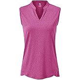 Rdruko Women's Golf Shirts Sleeveless V-Neck Collarless Quick Dry Tennis Running Athletic Tennis Polo T-Shirts