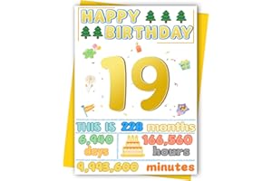 19th Birthday Card, Happy Birthday Decorations for Her Him, 19 Year Old Ideal Bday Gift for Daughter Son, Amazing Gift for Gr