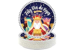 Greencian 50Pcs Reyes Magos Decorations Plates 9" Epiphany Day Paper Plates Disposable 3 Wise Men Nativity Christmas Decor for Mexican Día de los Reyes Magos 3 Kings Day decorations Party Supplies