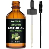 GreenIVe 100% Pure Castor Oil, 4 Fl oz | Cold-Pressed, USP Grade, Hair, Eyebrows, Eyelashes, Skin Moisturizer, Glass Bottle