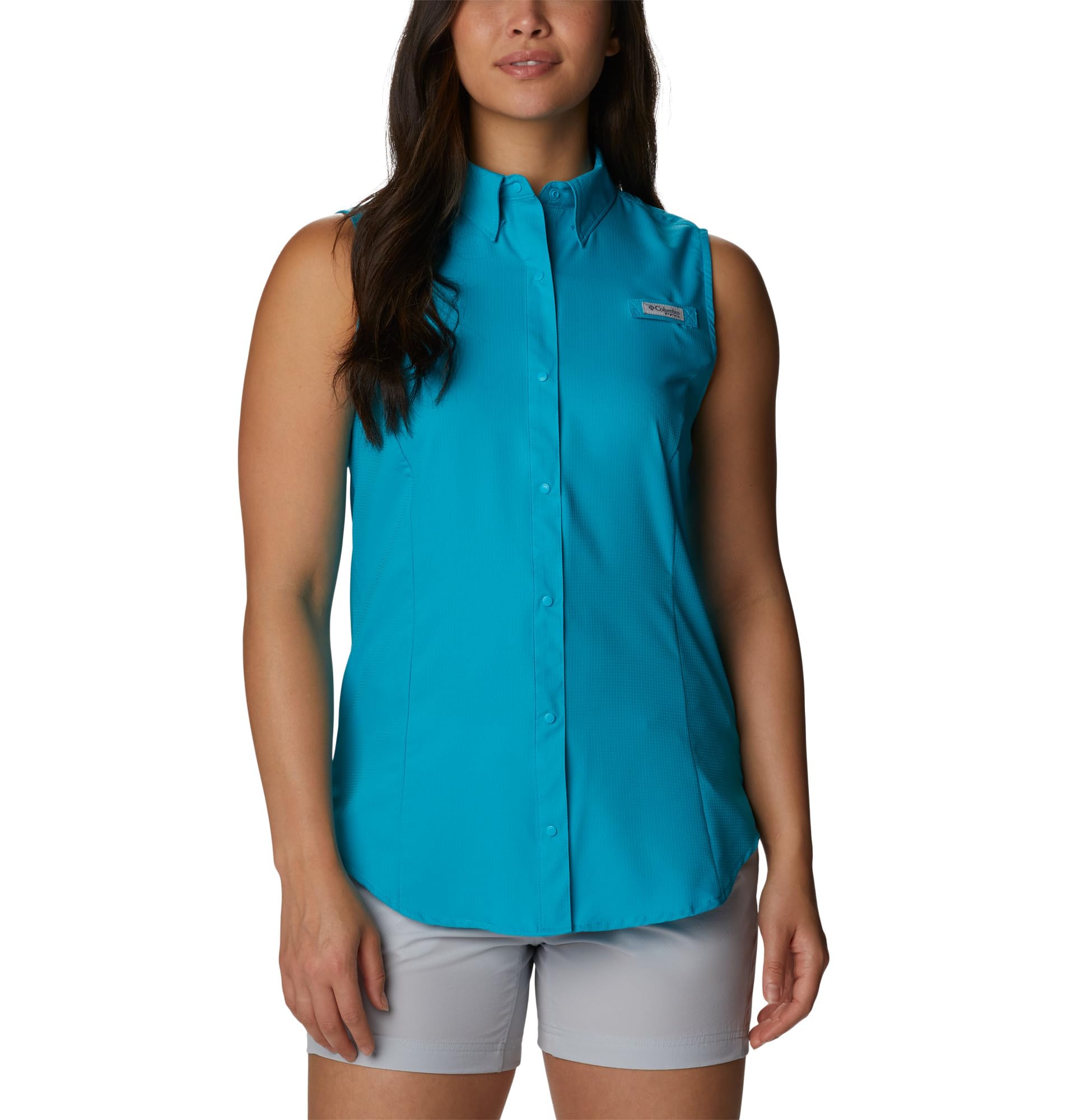 Columbia Women's PFG Tamiami Sleeveless Summer Shirt, Ocean Teal, XX-Large Image