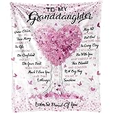 Bestshop Granddaughter Gifts from Grandma, 50"x60" Granddaughter Blanket for Christmas Valentines Day - Throw Blanket for Grandchildren, Grand Daughter Gifts from Grandma for Birthday, Holiday