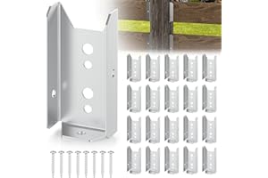 CHENTEEL 20 Pcs 2x4 Fence Brackets for Wood, Post Bracket, Rail Brackets, Deck Connectors for 2"4" (Actually 1.5"x3.5") Post With 160pcs Screws