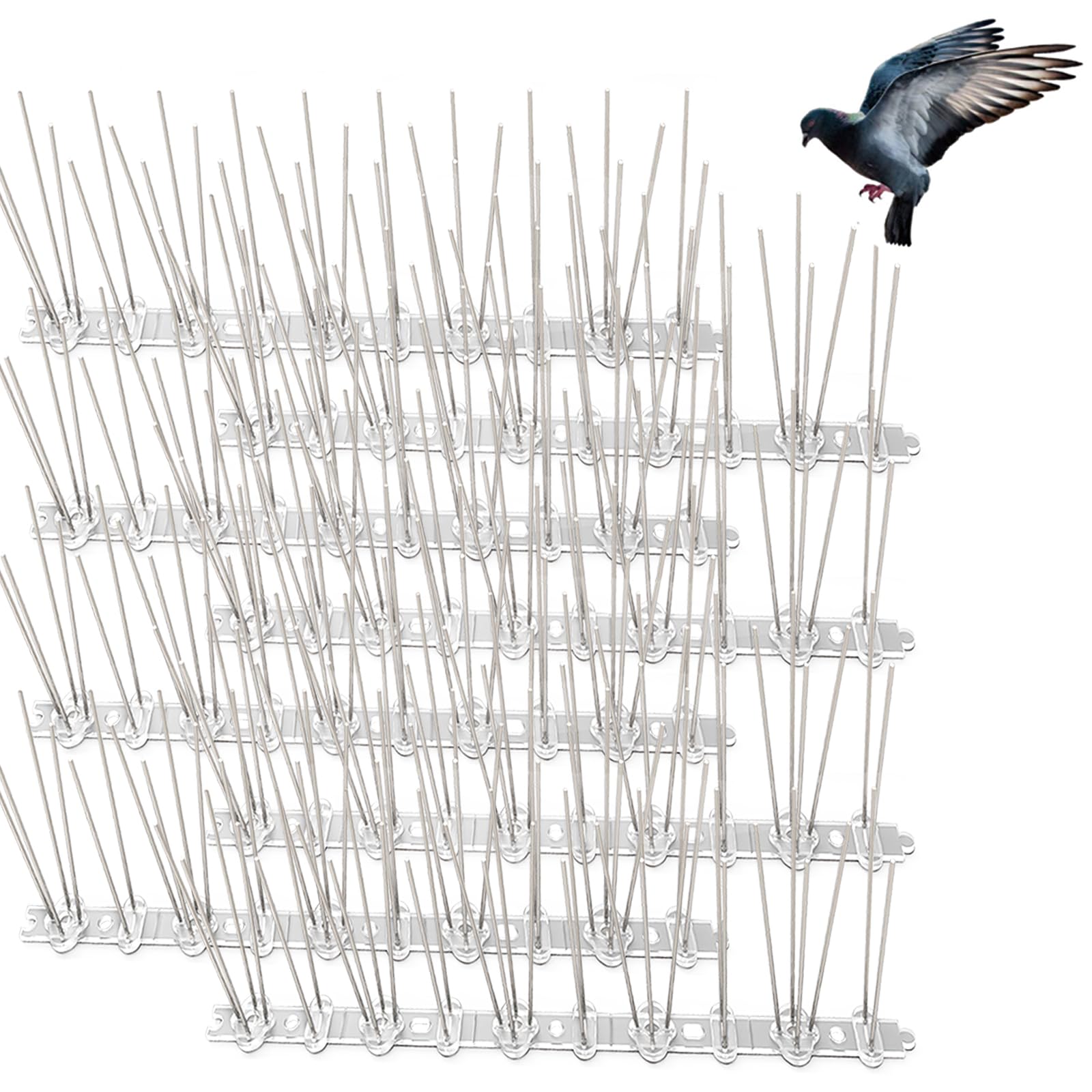 8Pcs Bird Spikes, Pigeon Spikes Kit Cover 2M, Birds Control Defence Spikes, Pigeon Spikes for Gardens, Balcony Roofs and Windows — image 1
