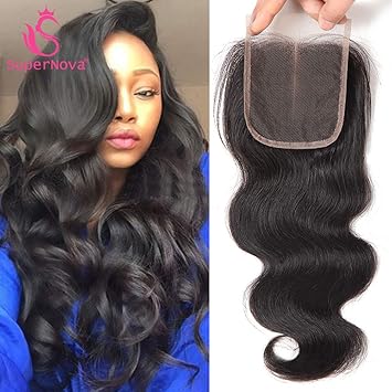 Supernova Hair Brazilian Body Wave 4x4 Middle Part Lace Closure 8a