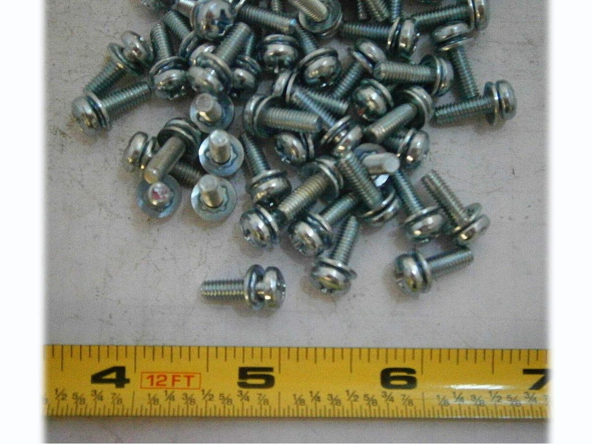 New Machine Screws M4 x 12 Phillips Pan Head Sems Sq Cone Zinc Steel Pack of 75 PL0925A