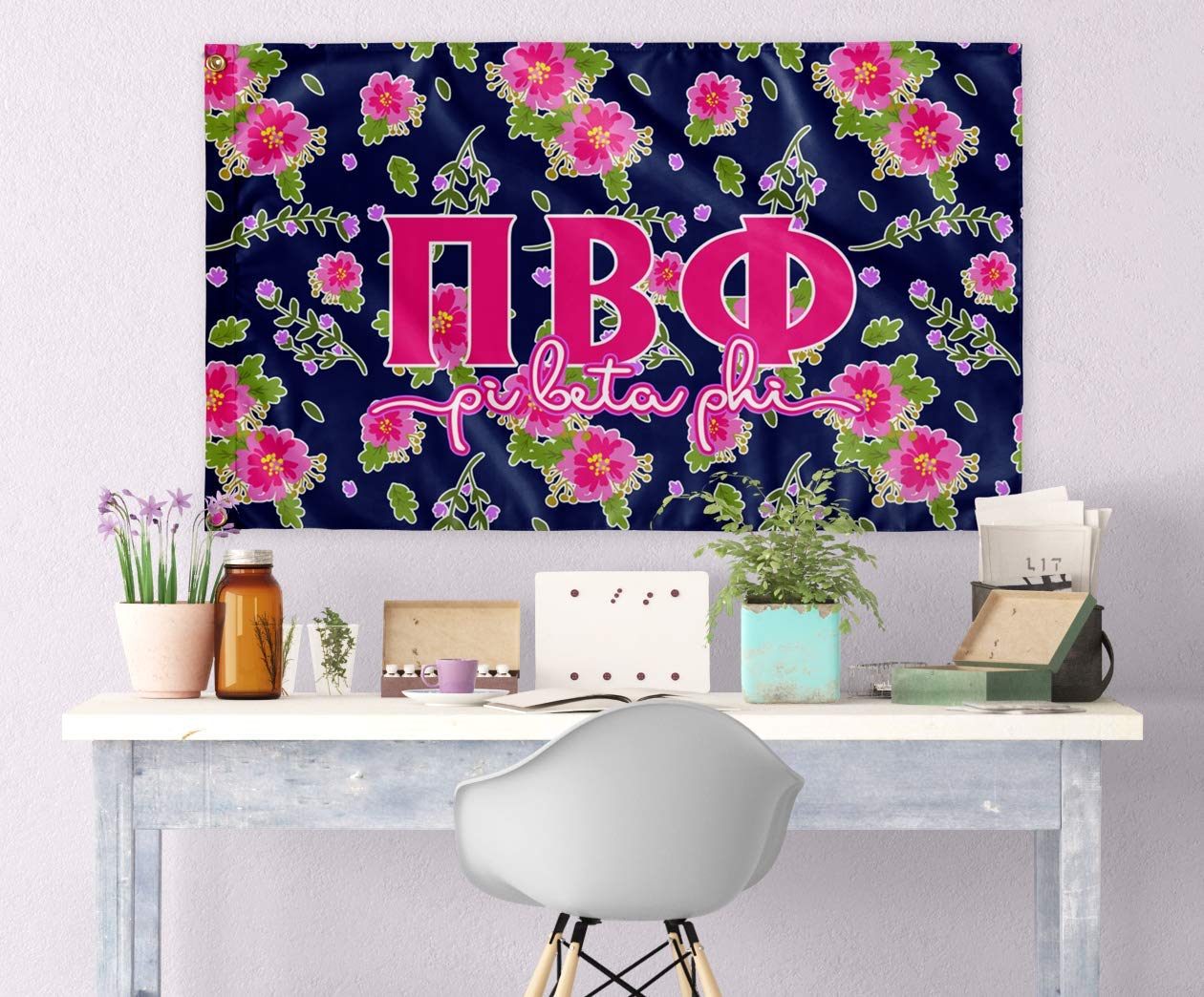 Amazon Com Pi Beta Phi Flag Size 3 By 5 Foot Blue And Pink