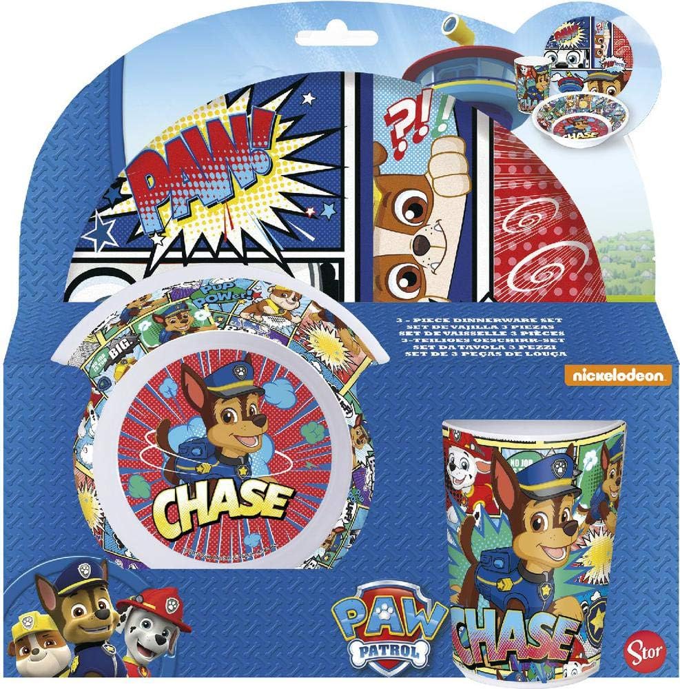 Stor 8412497189908Melamine Tableware 3-Piece Set Without Border, Paw Patrol Comic, Multicoloured - Image 3