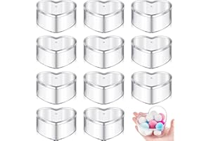 Juexica 12 Pcs Clear Acrylic Box with Lid Plastic Small Acrylic Boxes Decorative Storage Box Jewelry Display Mini Clear Container for Home Candy Pill Tiny Jewelry(Heart,3.27 x 2.76 x 1.57)