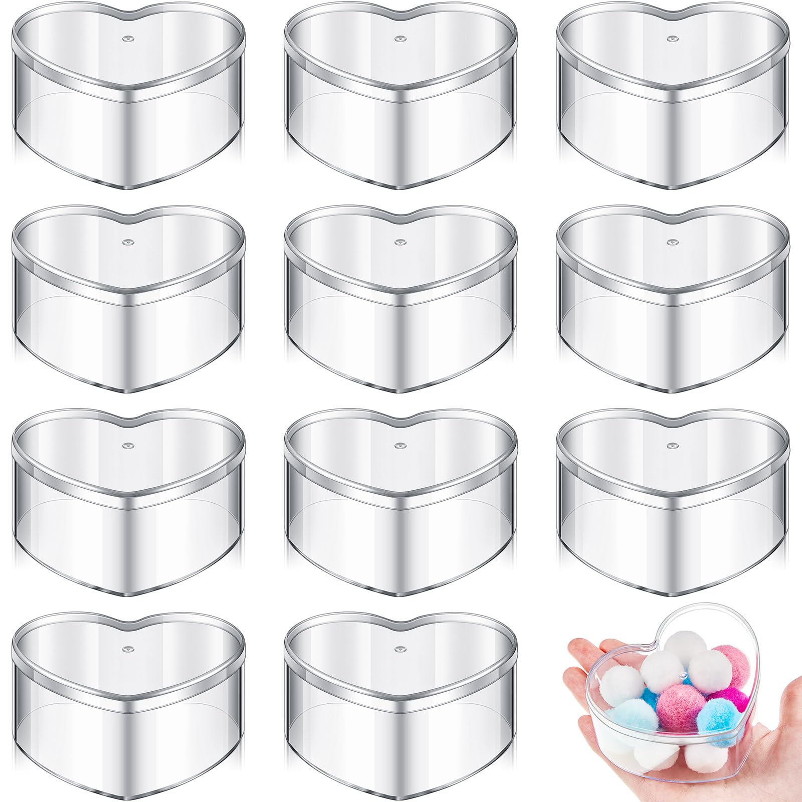 Photo 1 of Juexica 12 Pcs Clear Acrylic Box with Lid Plastic Small Acrylic Boxes Decorative Storage Box Jewelry Display Mini Clear Container for Home Candy Pill Tiny Jewelry(Heart,3.27 x 2.76 x 1.57")