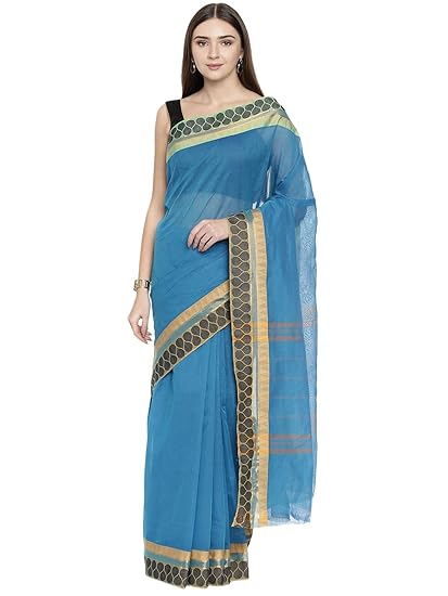 Womens Chettinad Cotton Saree (CCOPSC14557; Blue)