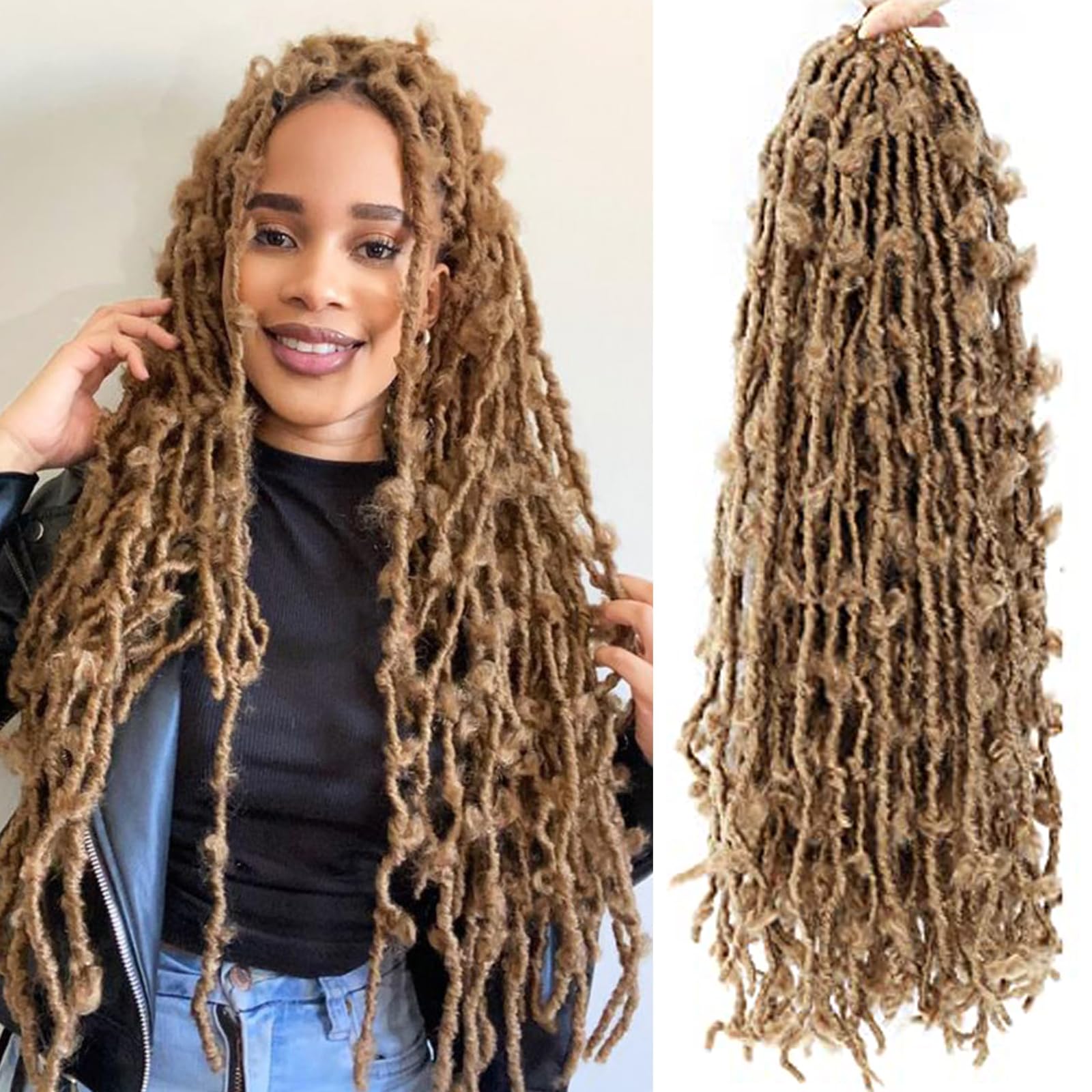 Butterfly Locs Crochet Hair 18 Inch Pre Looped Distressed Butterfly Locs Crochet Braids Soft Messy Butterfly Locs Crochet Hair Faux Locs Crochet Hair Extensions — image 1