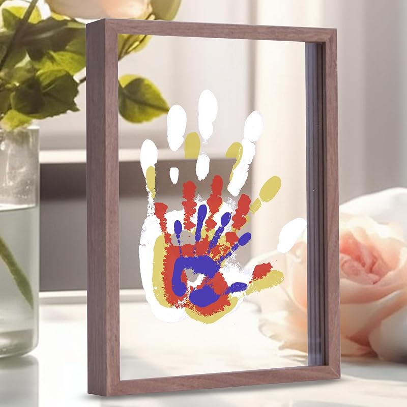Cherry Cheers Family Handprint Kit Wooden Frame Non-Toxic Paints Transparent