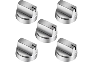 CAOOOORT New WB03X29315 Compatible with GE Gas Stove Knobs, Top Knob Compatible with GE Stove Parts Stainless Steel KIP 5U06 191D9233 Cooktop Knobs JGP5030SLSS Gas Range Burner Control Knob 5Pcs