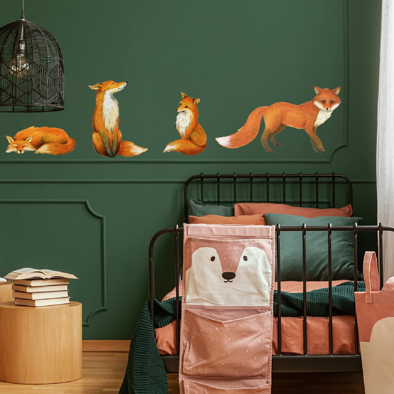 PLIGREAT 4 Pcs Lifelike Red Foxes Wall Stickers Removable Vinyl Peel and Stick Animals Wall Decals for Kids Bedroom Nursery Playroom Living Room Wall Decoration Home Indoor DIY Wall Art Decor