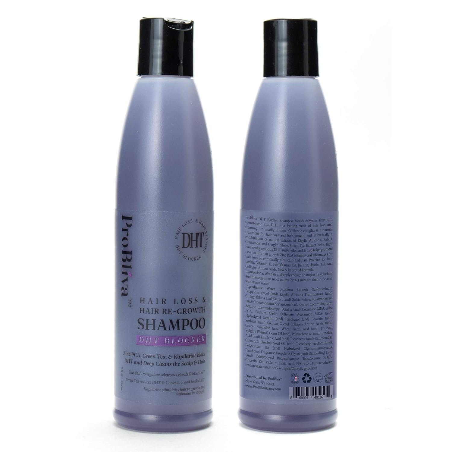 ProBliva DHT Blocker Hair Loss & Hair Re-Growth Shampoo - DHT Blocker for Men and Women - Contains ZINC BCA, Green Tea Extract, Kapilarine Complex for Healthy Hair Growth: Beauty
