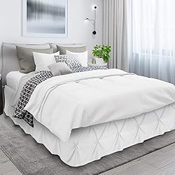 Nestl White Bed Skirt King Size, Pinch Pleat King