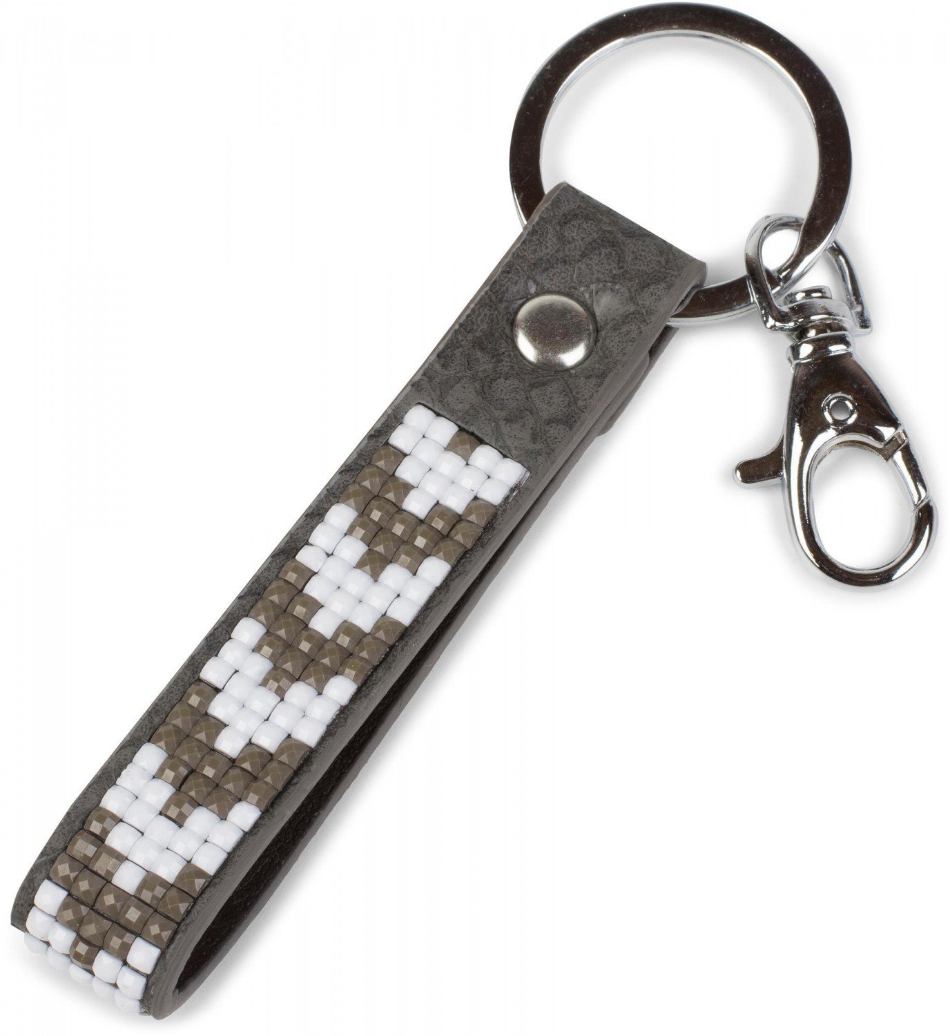 styleBREAKER keychain set with rhinestones, retaining ring, carabiner, women 05050019, color:Dark Grey