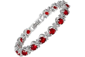 RIZILIA BLOSSOM Tennis Bracelet & Round Cut CZ [6 Colors available] in White Gold Plated, 7"
